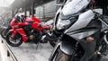 Group of Honda super sport motorcycle parking in showroom,Bangkok Thailand 26 April 2018.