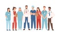 Group of hospital medical staff standing together. Male and female medicine workers - physicians, doctors, paramedics Royalty Free Stock Photo
