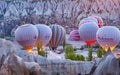 Group of hot air balloons near Goreme, Cappadocia in Turkey Royalty Free Stock Photo