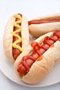 Group of hot dogs on a plate