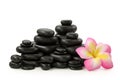 Group of hot stones and flower Royalty Free Stock Photo