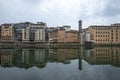 Group of house building in front of river Arno. Florence, Italy Royalty Free Stock Photo