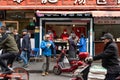 People queue to buy takeaway food, Shanghai China