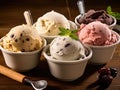 a group of ice cream in bowls