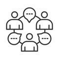 Group icon in line design. group, communication, people, discussion, teamwork, community, interaction on white background vector Royalty Free Stock Photo