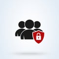 Group icon with padlock, security. Simple vector modern design illustration Royalty Free Stock Photo