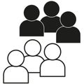 Group icon symbol. Multiple people vector. Social community graphic. Simple team design.
