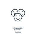 group icon vector from classics collection. Thin line group outline icon vector illustration. Linear symbol Royalty Free Stock Photo