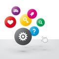 Group of icons with motives functioning system Royalty Free Stock Photo