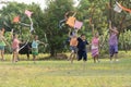 Group image of cute Asian children playing in the park