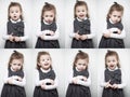 A group of images with the emotions of a little girl Royalty Free Stock Photo