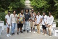 A group of Indian students. Young modern Indian men pose, enjoy life