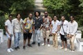 A group of Indian students. Young modern Indian men pose, enjoy life