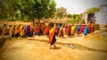 Group of Indian village women walking together in their traditional dress Royalty Free Stock Photo