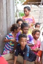 Group of indigenous asian children in a local village Royalty Free Stock Photo