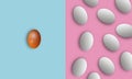 Group and individuality egg concept. golden egg vs white normal eggs Royalty Free Stock Photo