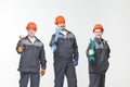 Group of industrial workers. Isolated over white background Royalty Free Stock Photo