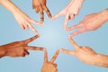 Group of international people showing peace sign Royalty Free Stock Photo