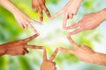 Group of international people showing peace sign Royalty Free Stock Photo