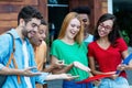 Group of international students is happy about good grades Royalty Free Stock Photo
