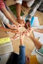 Group of international students making fist bump Royalty Free Stock Photo