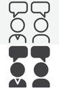 Group interview line and solid vector icon set Royalty Free Stock Photo