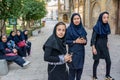 A group of Iran young girls wearing black Hijab at Golestan Palace, Tehran City, Iran