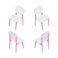 Group of isometric illustration of white chairs. Royalty Free Stock Photo