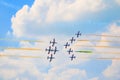 Group of italian airplanes Frecce Tricolori Royalty Free Stock Photo