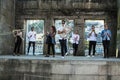 Group of Jazz musicians with wind instruments Royalty Free Stock Photo