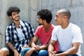Group of joking african american and caucasian hipster man Royalty Free Stock Photo