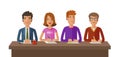 Group of judges or students. Exam, education, study concept. Vector flat illustration Royalty Free Stock Photo