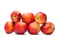 group of juicy peaches lying isolated on a white background Royalty Free Stock Photo