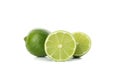 Group of juicy ripe limes isolated on background Royalty Free Stock Photo