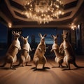 A group of kangaroos in party attire bouncing in excitement as the clock strikes midnight2