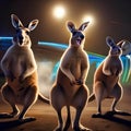 A group of kangaroos in party attire bouncing in excitement as the clock strikes midnight3