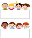 Group of kids and banner Royalty Free Stock Photo