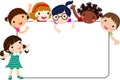 Group of kids and banner Royalty Free Stock Photo