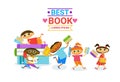 Group Of Kids With Books Reading Cute Children Happy Smiling Royalty Free Stock Photo