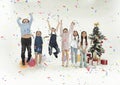 Group of kids celebrate christmas and happy new year party