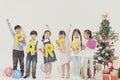 Group of kids celebrate christmas and happy new year party