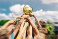 Group of Kids Celebrating Sport Success Outdoor