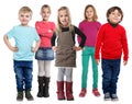 Group of kids children little boys girls isolated on white Royalty Free Stock Photo