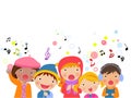 Group of kids chorus singing Christmas songs Royalty Free Stock Photo