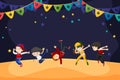 Group of kids dancing and on the stage Royalty Free Stock Photo