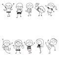 Group of kids,drawing sketch Royalty Free Stock Photo