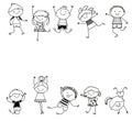 Group of kids,drawing sketch Royalty Free Stock Photo