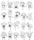 Group of kids, drawing sketch Royalty Free Stock Photo
