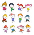 Group of kids,drawing sketch Royalty Free Stock Photo