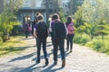 Group of kids going to school, education Royalty Free Stock Photo